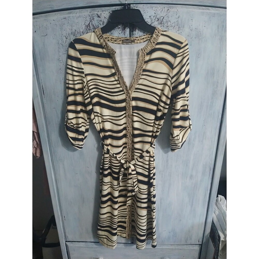 J. McLaughlin Zebra V-neck Knee-length Dress Small Boho Beachy Feminine